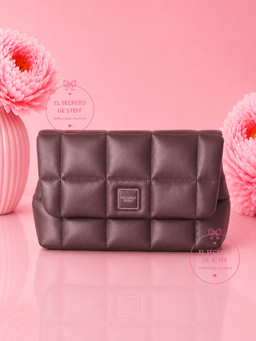 Cosmetiquero Acolchado Marron